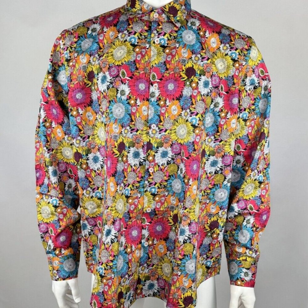 Kalmin Ross Floral Long Sleeve Shirt Mens 2XL NWOT $119 Button-up Multicolor